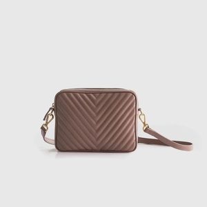 Quince Italian Leather Quilted Crossbody Bag - Dark Taupe